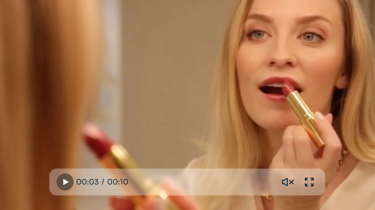 an ai-generated product video showing a woman holding a lipstick